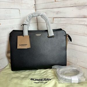 Burberry Small Banwell, Black Leather with House Check NWT